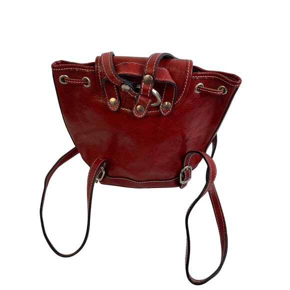 Handmade Italian Red Leather Backpack Purse Medium Bag Natural Leather Italy main image 4